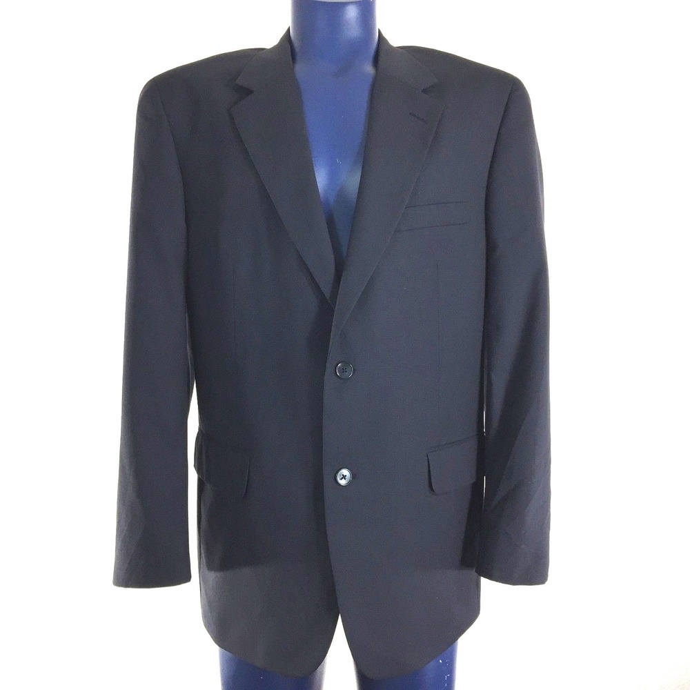 Savile Row Mens 44 Reg Suit Jacket Navy Blue 100%‎ Wool Lined Pocket Blazer Work